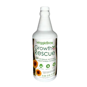 WriggleBrew Growth & Rescue Organic All-Purpose Liquid Fertilizer Concentrate for Plant Rooting Mixture Expanding Garden Soil & Potting Substrate