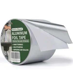 Foil Tape,  Air Duct Tape, Withstand 80?C to 100?C, Heat Resistant Tape Insulation Tape for HVAC, Sealing & Patching, Metal Repair, 4inch x 50yard