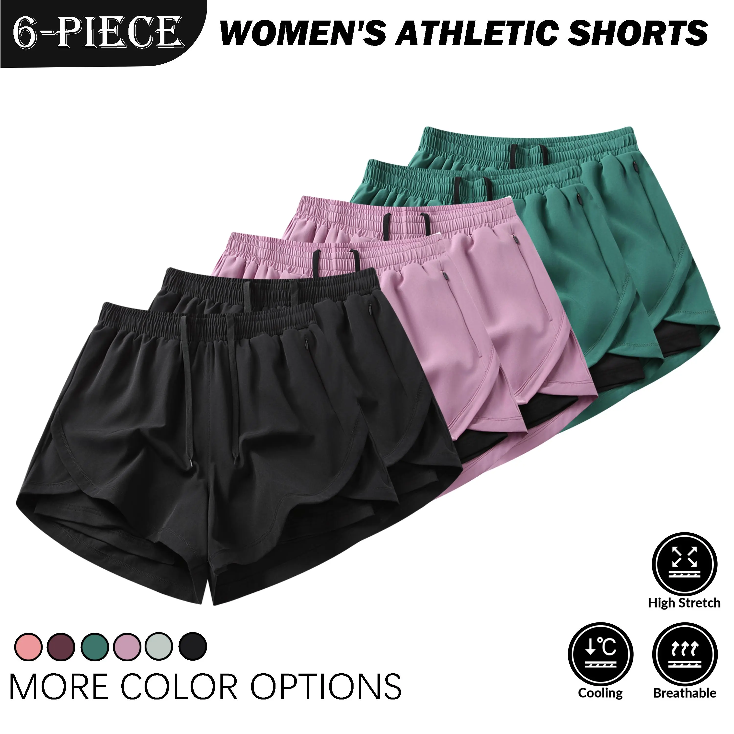 6-piece Set 2026 New Women's Sports Shorts Quick-dry Breathable Anti-exposure SpringStatements 6-piece Set 2026 New Women's Sports Shorts Quick-dry Breathable Anti-exposure SpringStatements