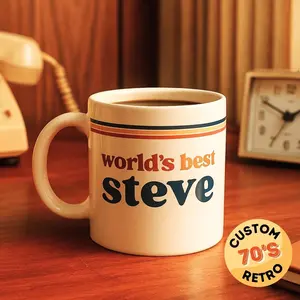 Custom Retro 70s Mug | Gift For Him | Vintage Personalized Coffee Cup | Personalised Gift For Men | Custom Dad Gift | Custom Colleague Gift