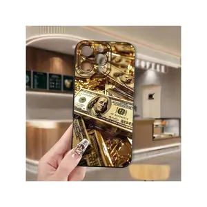Money 1pc Black Matte Gold Dollar Bill Pattern Business Phone Case Suitable For IPhone17/IPhone17 Air/IPhone17 Pro/IPhone17 Pro Max/16 Pro Max/15 Pro Max/14 Pro Max/13 Pro Max/12 Pro Max/11 Pro Max