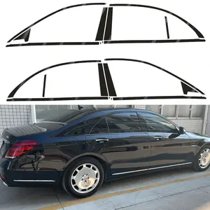 Glossy Black Chrome Delete Window Trims sticker For Mercedes Benz S-Class W222 2014-2020 long wheelbase