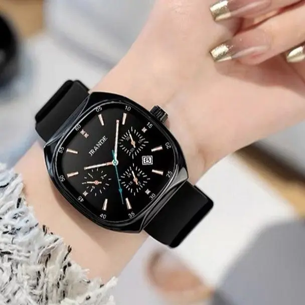 Valentine's Day Gift Viral Waterproof Watch Trendy Red Black Brown Strap Ins Style Casual Mens Womens Fashion Luminous High-Value Wristwatch Christmas Holiday 2024