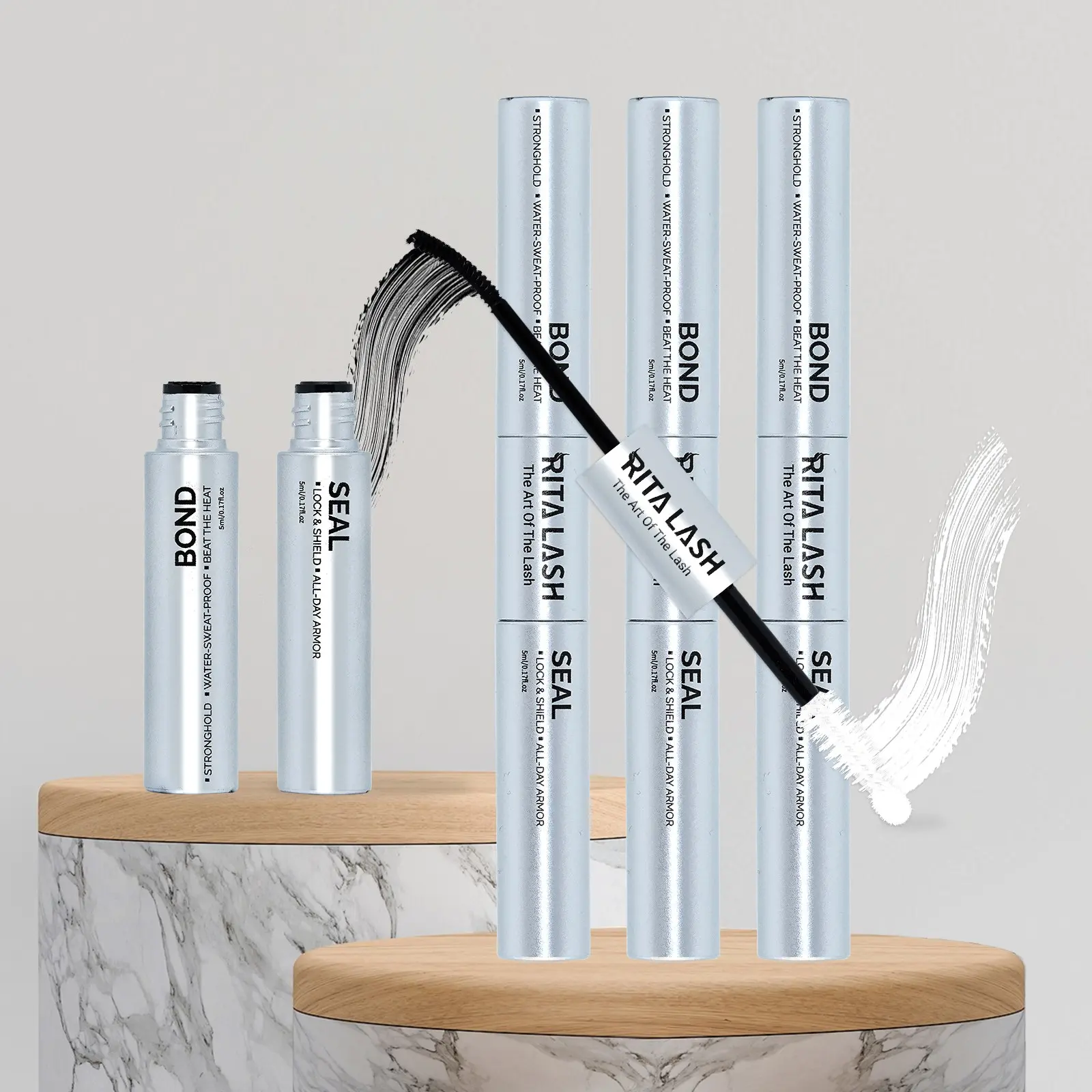 RITALASH Lash Bond Seal 2-IN-1 Power, Strong Hold, Waterproof Makeup for Flawless Lashes for Lash Clusters Long-Lasting for Sensitive Eyes Pool-proof Rainy Day Proof (3 PCS)