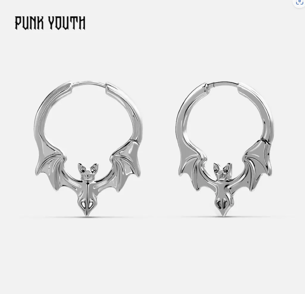 925 Sterling Silver Post GOTHIC BAT EARRINGS