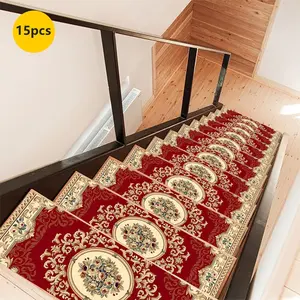Non-Slip Stair Carpet, Step Protection Carpet, Decorative Bordered Stair Mat for Home Decoration & Bedroom Accessories - Suitable for Indoor, Outdoor Stairs & Multiple Scenarios, Floral Pattern Rug