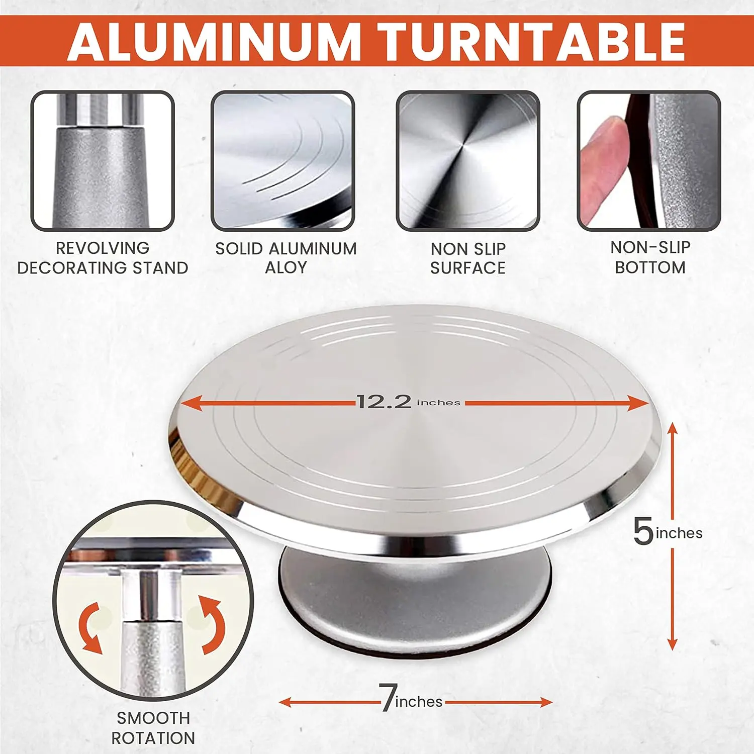 250 PCs Aluminum Cake Decorating Tools Kit – 12” Metal Turntable, 48 ...