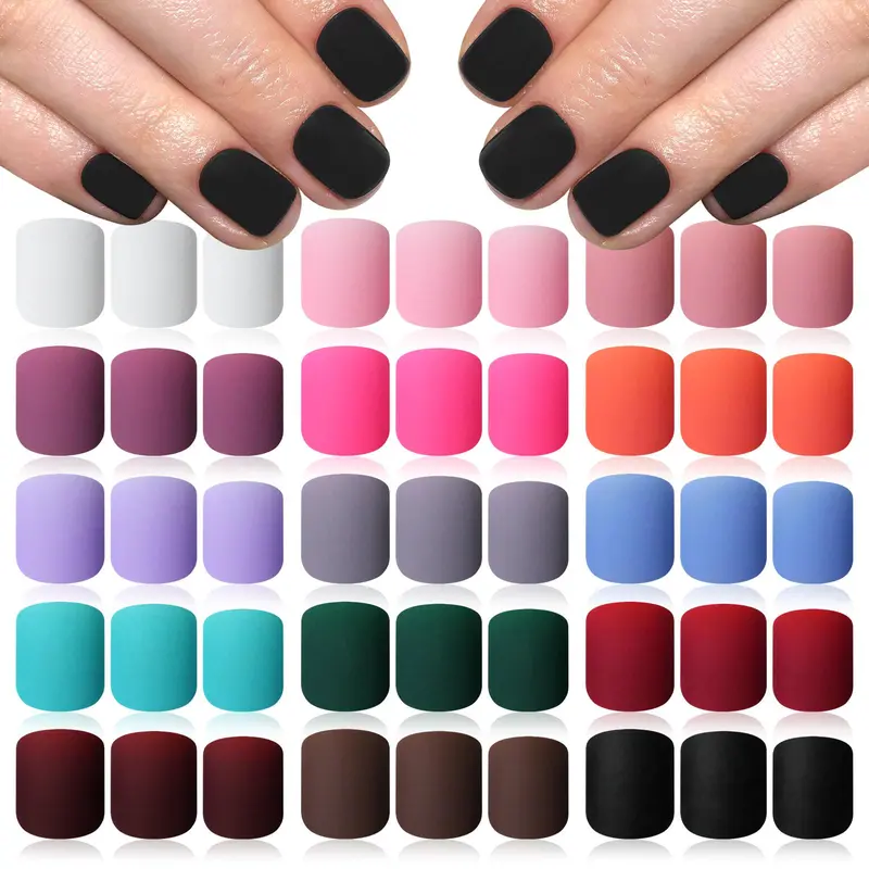 Square Fake Nail, 360pcs/box Matte Press on Nails Kit, Press ons Nails with Packing Box, Square Matte False Nails, Nails Press ons for Women Girls, Nail Kit Set, Press On Sets, DIY Nails Art, Decorative Nails, Nail Art Supplies, Nail Art Products