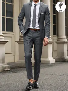 Men's Slim Fit Notch Lapel Wedding Suit Two-Piece Set, High-Quality Formal Wear for Weddings, Dinner Parties, Business Events