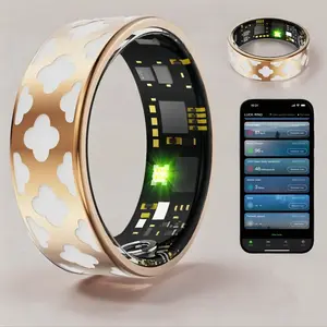 Women's Stainless Steel Smart Fitness Ring with Health Wellness Tracker Sleep Monitor Blood Oxygen Sensor 5 Sizes Remote Wristwatch Bluetooth Water Resistant 10ATM for Workout Wearable Devices