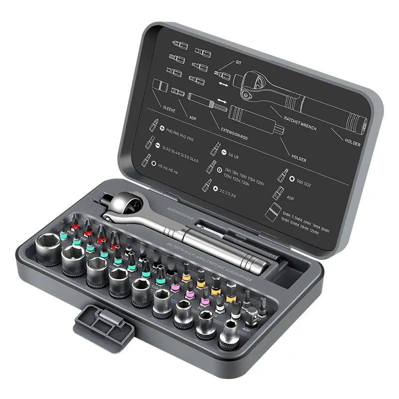 40-In-1 Ratchet Screwdriver Set, Multipurpose Screwdriver, Multifunctional Screwdriver, Magnetic Tips & Optional Handle, Ideal for Electronics & Home DIY Repair Tools, Men's Gift Kit