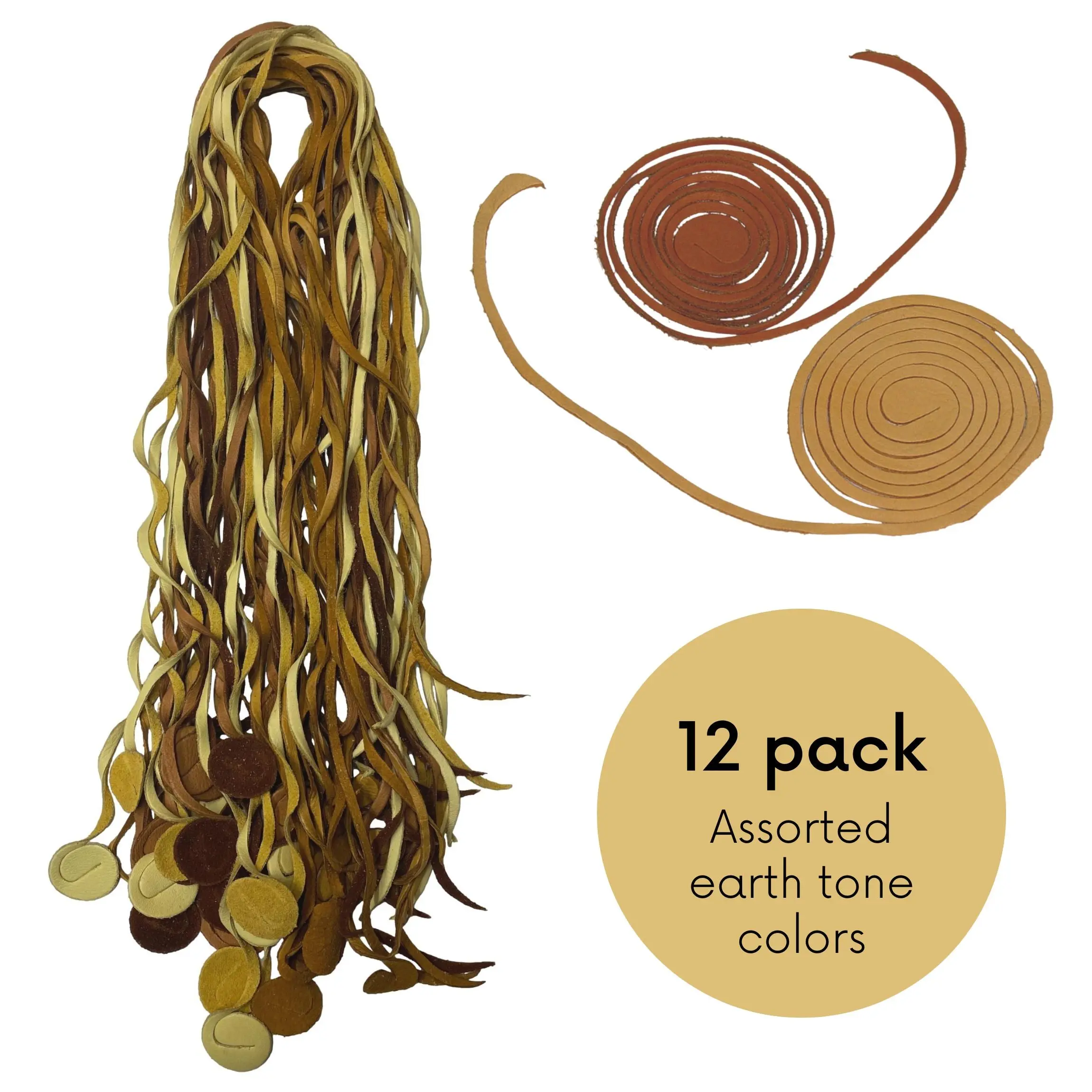 1 Dozen Spiral Leather Lace Cords - Deerskin - Suede - Grain Cowhide - 12 laces