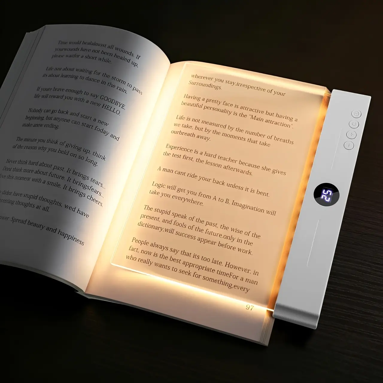 Book Light, Rechargeable Clear LED Flat Reading Light with & Timer, Dimmable Panel Plate Lamp Book Full Page Light for Reading in Bed at Night, Funny Gifts for Readers