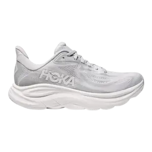Hoka Clifton 10 Women Running Sneakers Cosmic Grey Stardust Laces All Seasons Plush Cushioning Lightweight Support EVA Midsole