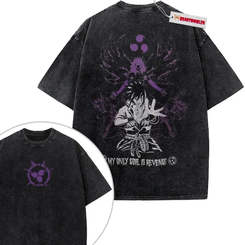 Unisex Cotton Crewneck Sasuke Curse Mark T-Shirt - NS Anime Graphic, Vintage, Dark Y2K Gothic Aesthetic, Edgy Otaku Manga Apparel, Casual Menswear Womenswear Streetwear Short-Sleeve Tshirt Top