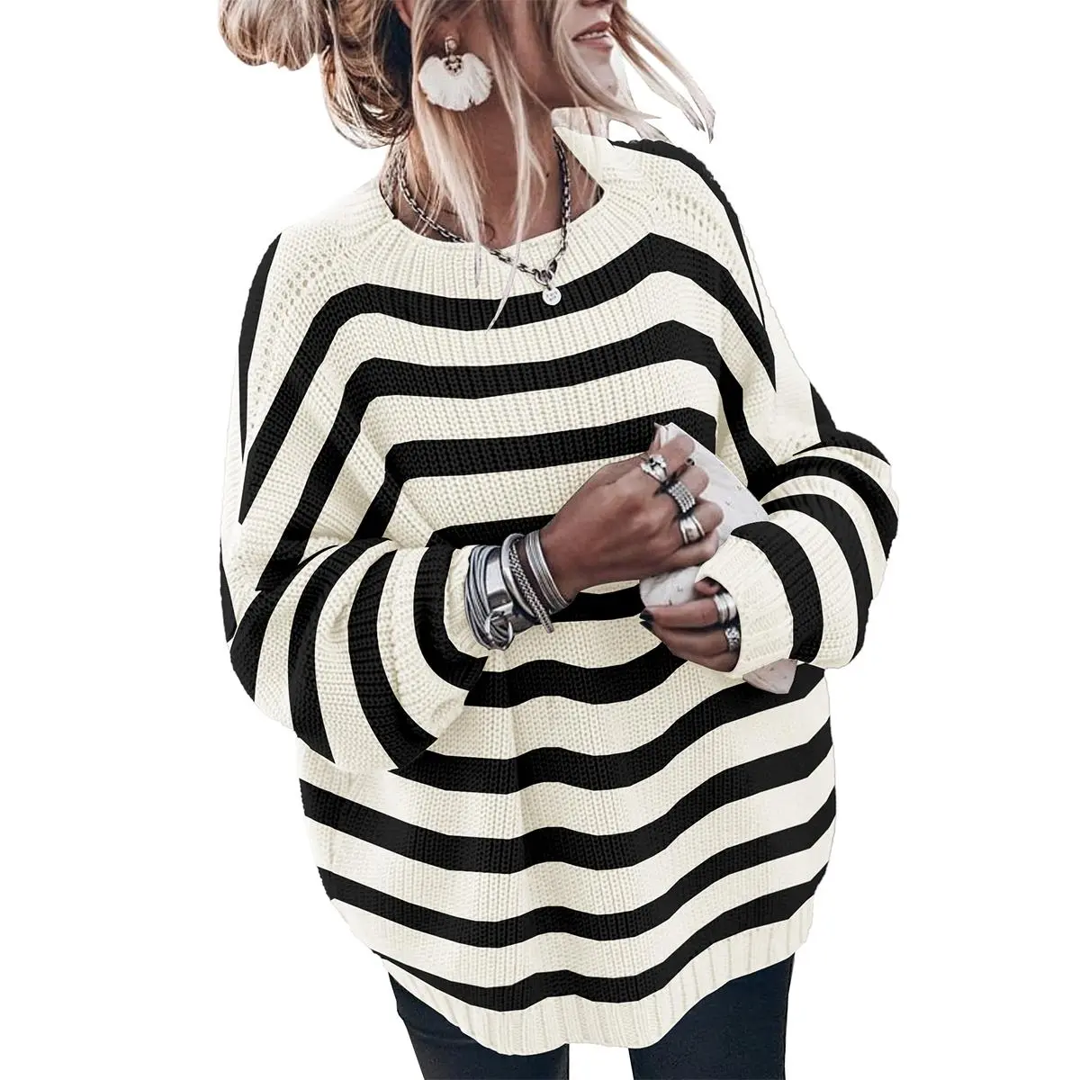 SAUKOLE Womens Oversized Sweaters Loose Solid Casual Long Sleeve Mock Neck Knitted Jumper Tops | Soft Cozy Fall Aesthetic Knitwear for Girls | TikTok Viral Comfy Sweater Lookbook Essential summerwins,#DealsForYouDays