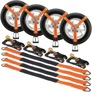 【Summervibes】VEVOR Ratchet Tie Down Straps 4-Pack Kit,  2" x 120" Tire Straps, 5512 LBS Working Load, 11023 LBS Breaking Strength, Car Tie Down Straps with Snap Hooks for Passenger Car, Truck, Trailer