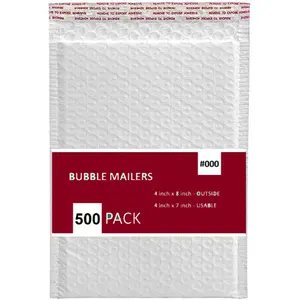 500 PC #000 4x8 Inches 500 Pack Inches Poly Bubble Mailers Shipping Padded Envelopes Self Seal Waterproof Cushion Envelopes