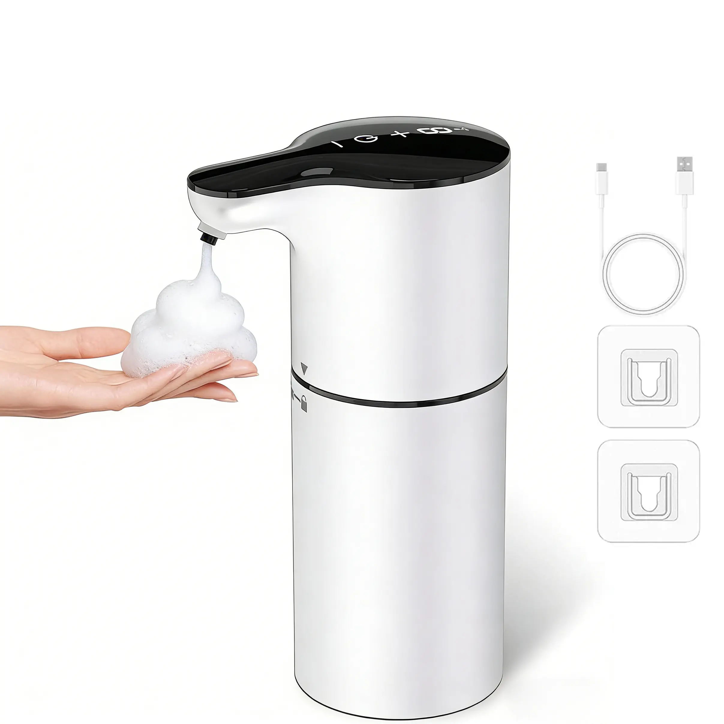 Automatic Soap Dispenser, 1 Count Rechargeable Touchless Auto Foaming Soap Dispenser, Electric Smart Soap Dispenser for Bathroom Kitchen Restroom,12 oz USB-C Rechargeable Electric Soap Pump with 8 Adjustable Levels