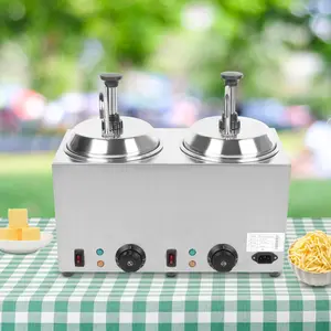 1600W Commercial Hot Fudge Warmer Nacho Cheese Sauce Warmer with Pump Dispenser Stainless Steel Cheese Tool