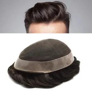 Mens Hairpieces Toupee for Men French Lace Center with NPU Coated Around  Real Human Hair Replacement System For Men Breathable Natural Hairline Man Hairpiece D7-5 Model