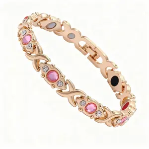 Energy magnet copper  bracelet, eco-friendly alloy with diamonds, adjustable ladies' wristband Trendy Jewellery Accessories