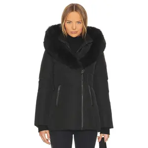 Mackage Adali Shearling Collar Coat in Black