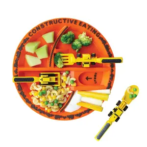 Constructive Eating Utensil Set with 3 Construction Utensils and Plate  - Made in USA - Kitchenware - Kitchen Utensils Cutlery