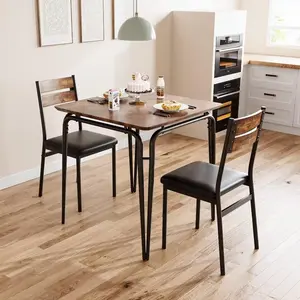 【GARVEE】Dining Table for 2 - Small Square Kitchen Set with Upholstered Seats, Space-Saving Design, MDF/Wood Table Top, Reinforced Metal Frames, Ergonomic Backrests, Ideal for Small Spaces, Apartments, Home Office