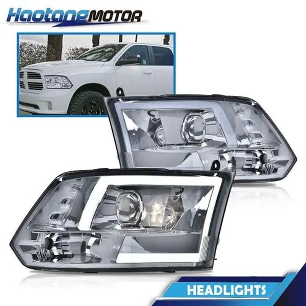 CROSSDESIGN White LED Tube Projector LED DRL Truck Headlights, Replacement Car Lights, Fit For 09-12 Dodge Ram 1500, 2500, 3500, Led Drl Headlights, Replacement Car Light