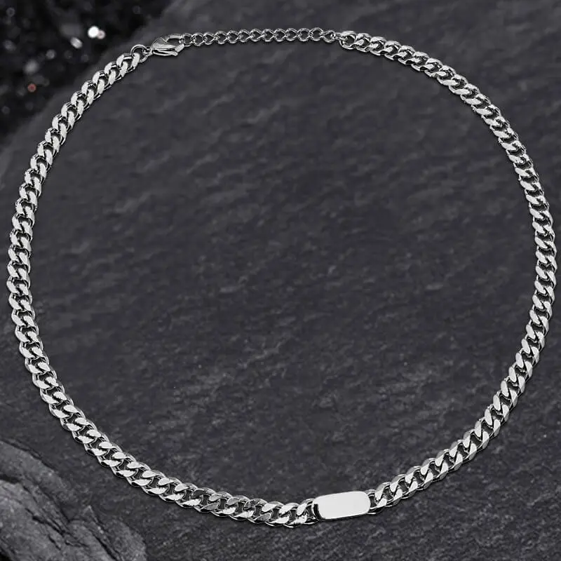 GTHIC Simple Cuban Classic Stainless Steel Necklace Statement Jewelry for Men Women Daily Wear Fashion Accessories