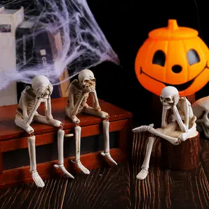 Lighted Hanging Leg Skeleton Resin Lantern Statue - Halloween Party Decoration Supplies, Home Decor Prop