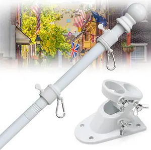Barcetine Flag Poles for Outside House -Stainless Steel Flag PoleKit,Tangle Free Hag Pole with Holder Bracket for Outdoor Porch Truck Boat