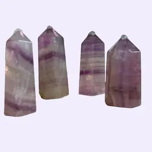 Pink Flourite Tower - Natural Crystal Healing Decorative Statue