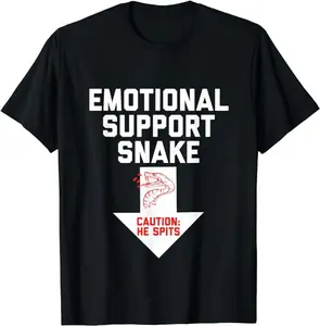 Crude Humor Shirts, Crude Humor Inappropriate Emotional Support Snake Halloween T-Shirt Menswear Casual Cotton Top Basic Fashion Streetwear