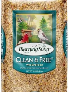 Morning Song Clean & Free Shell Free Wild Bird Food, Premium No Mess Bird Seed for Outside Feeders, 10-Pound Bag