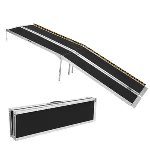 Portable Wheelchair Ramp 10FT, Non-Slip Aluminum Folding Handicap Ramp, Door Threshold Wheelchair Ramps Aluminum Ramp with Non-Skid Surface & Reflective Strips