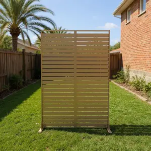 Freestanding Privacy Screen 47"x72", Outdoor Metal Fence for Patio Garden & Yard, Decorative Windbreak & Balcony Divider Panel