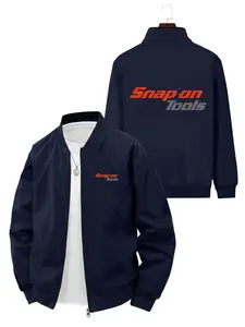 Casual Fashion Men's Snap on Tools Printed Long Sleeve Baseball Jacket for Daily Wear and Outdoor Activities