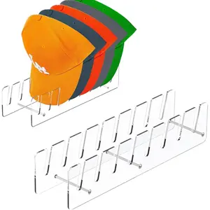 Hat Stand for Baseball Caps Display and Organizer - 2 Pcs, 2024 New No Install Acrylic Hat Holder for 14 Baseball Caps for Bedroom,Dresser,Closet Rack