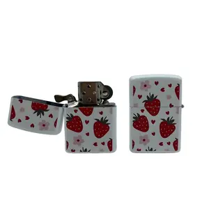 flip top lighter. Strawberry photo lighters. both sides photo lighter. Camping outdoor lighter