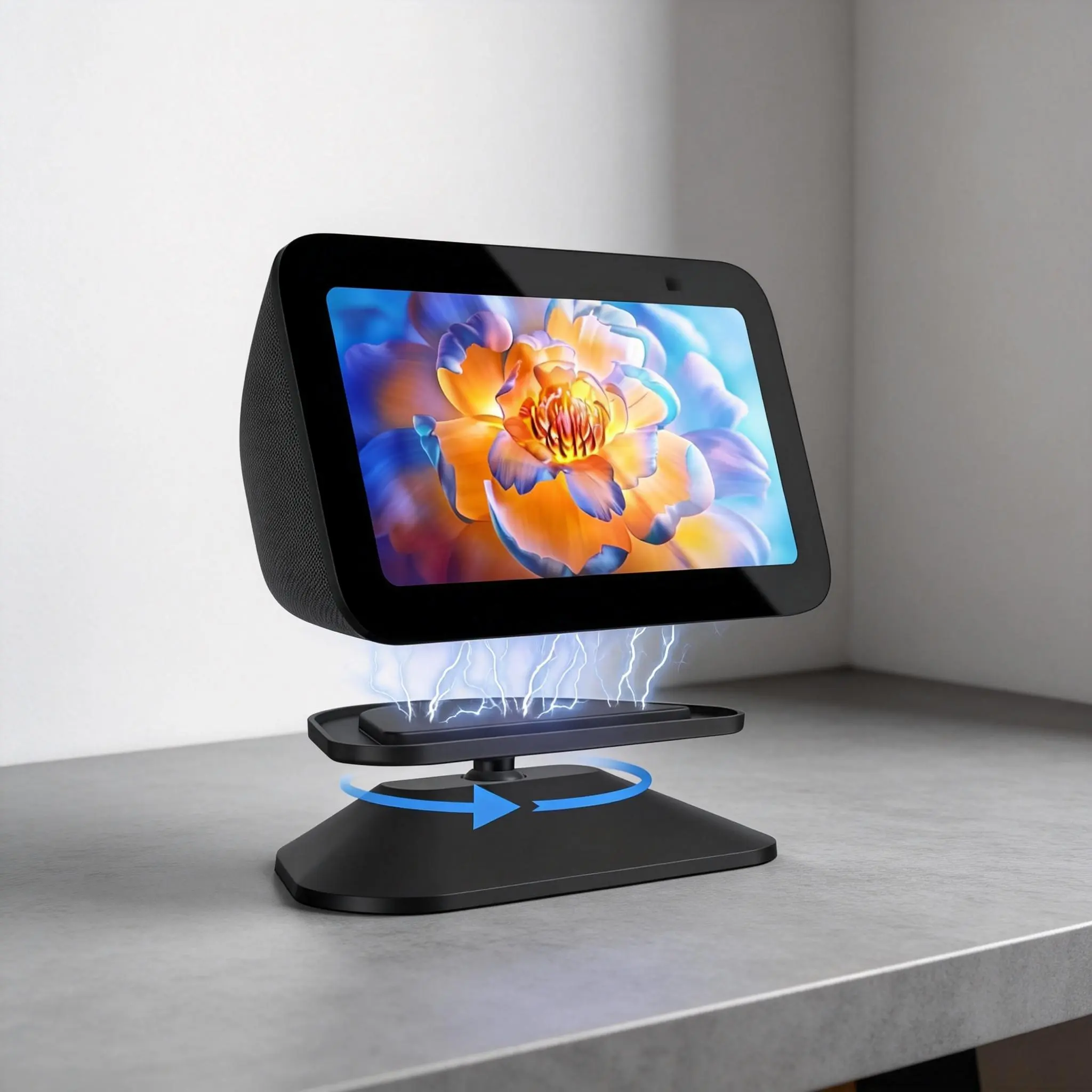 For Echo Show 5 & Magnetic Phone, Adjustable Swivel Stand, Anti-Slip Strong Magnetic, Maxonar,summervibes Rotation Holder System Black magnetic phone mount