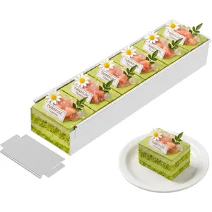 Rectangle Cake Pan with Removable Short Frame, Size 16.4 * 3.9 * 2.3 inch for Tiramisu, Lasagna, Cheesecake Cold Desserts Baking Mold