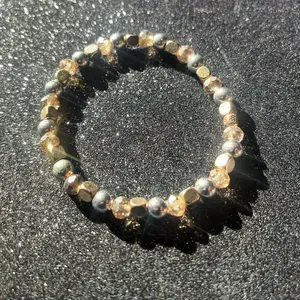 Gold and Silver Bracelet - Simple Design with Gold and Silver Beads as Described