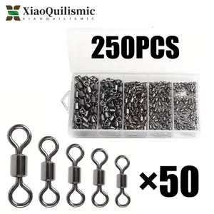 250pcs Fishing Swivel Set, Fishing Tackle, Fishing Supplies, Various Sizes 2#, 4#, 6#, 8#, 10#, with Storage Box, High Strength Stainless Steel, Saltwater & Freshwater Use