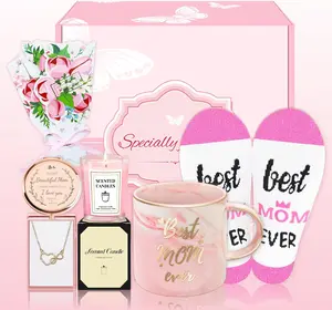 Mother's Day Gift Birthday Gifts for Mom, Mom Gifts from Daughter Or Son, Mother's Day Gift Basket, Moms Gift for Valentines, Mothers Day, Christmas, Mother Basket with 12 Oz Ceramic Mug, Mirror, Necklace