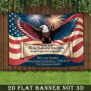 2D Flat Banner Polyester Photography Backdrop, HD Digitally Printed American Flag Bald Eagle Fireworks Patriotic Design Background for Independence Day, 4th of July Celebrations, Family Gatherings, Photo Booths, and Event Decor, f