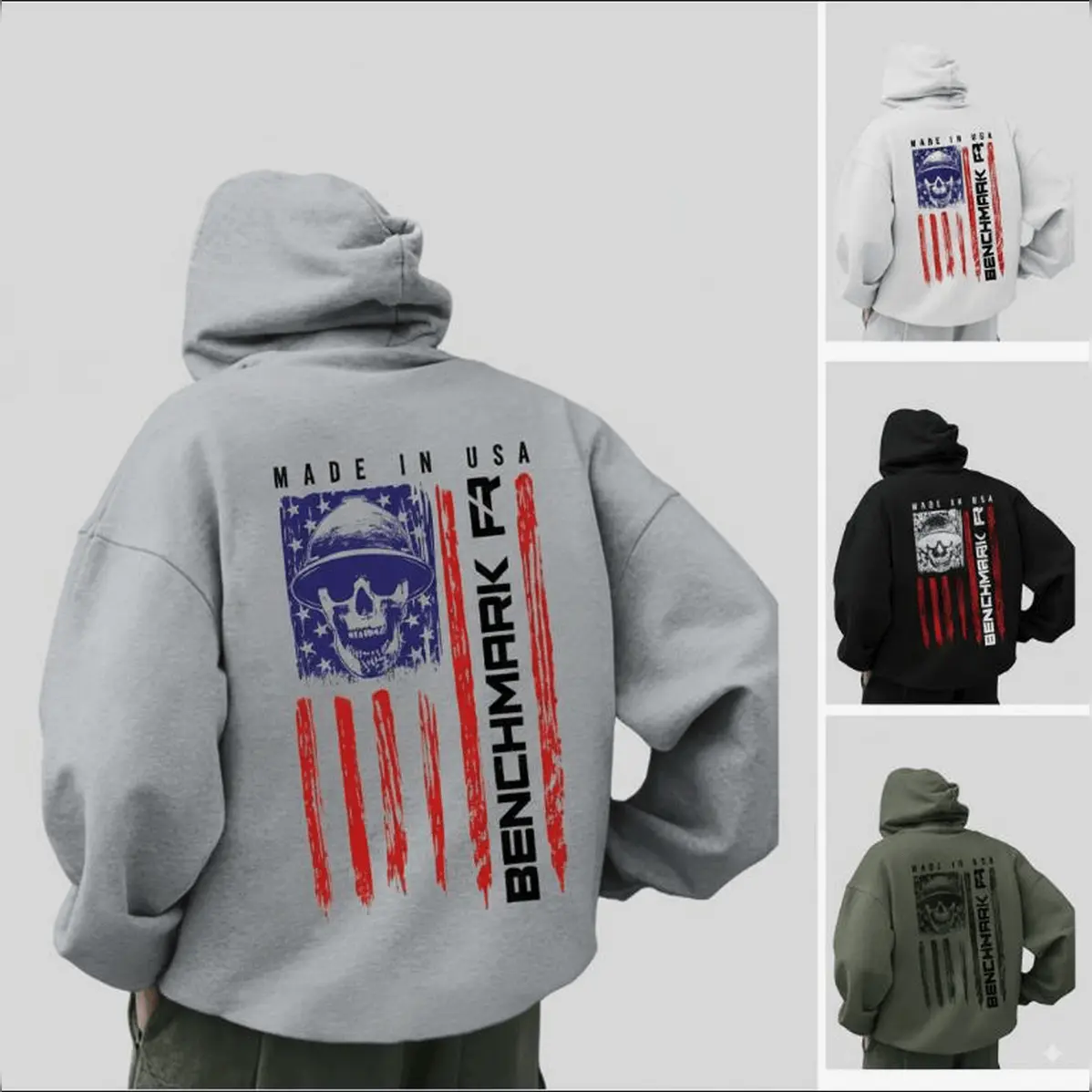 Women's FR Benchmark Skull Flag Flame Resistant Graphic Hoodie - Long Sleeve Cotton Fabric Garment, Street Style Tee, Casual Graphic Tees for Men