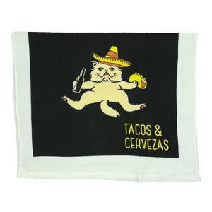 Tacos and Cervezas Funny Meixcan Food Beer Drinking Tea Towel Funny Dish Towels Soft Adsorbent Tea Towel