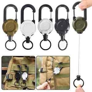 4-piece set, multi-functional mountaineering buckle set, outdoor keychain, self-retractable anti-loss keychain with retractable cable, suitable for outdoor sports and outdoor backpacking